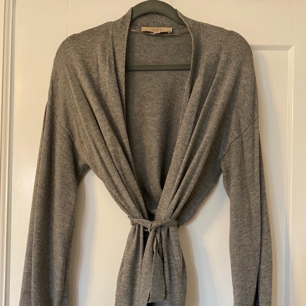 Grey cozy wrap sweater